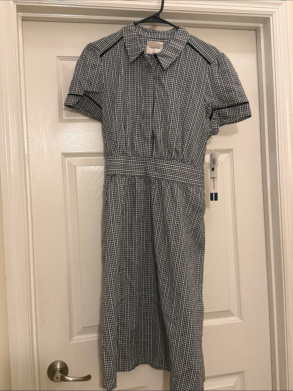 COURT & ROWE Black and White Gingham Midi Shirt Dress